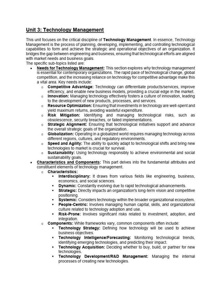 Technology Management Essentials Guide | PDF | Mergers And Acquisitions ...