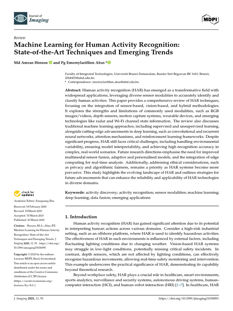 Advances in Machine Learning for HAR | PDF | Machine Learning ...