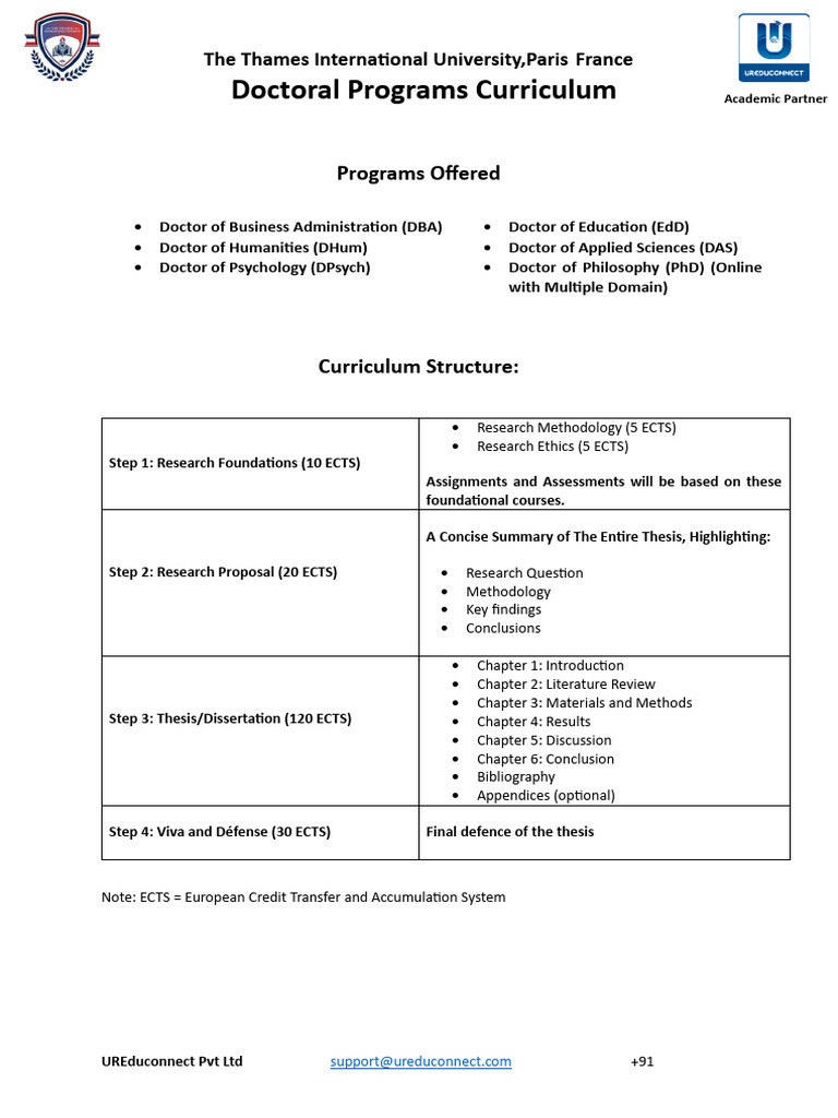 Doctoral Programs Curriculum | PDF