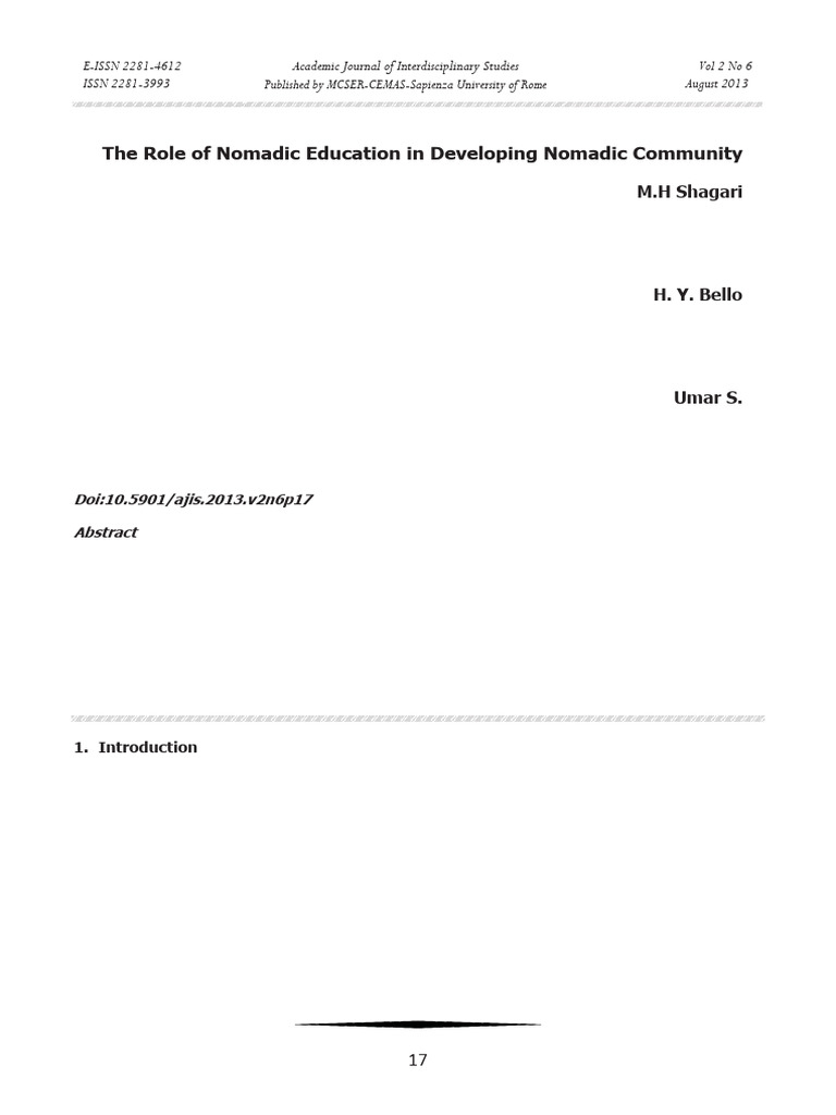 The Role of Nomadic Education in Developing Nomadic Community | PDF ...