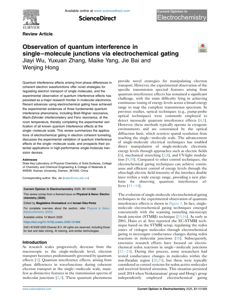 Quantum Interference in Single-Molecule Junctions | PDF | Quantum ...