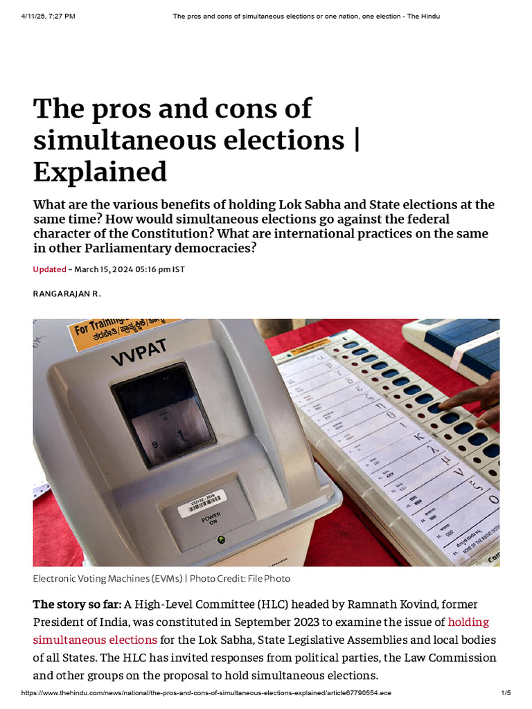 One Nation, One Election: Pros & Cons | PDF | Group Decision Making ...