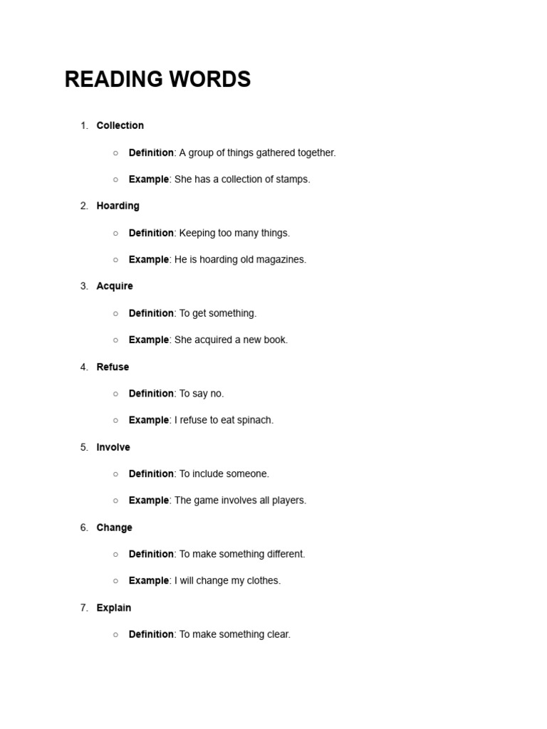 Vocabulary for Reading Skills | PDF
