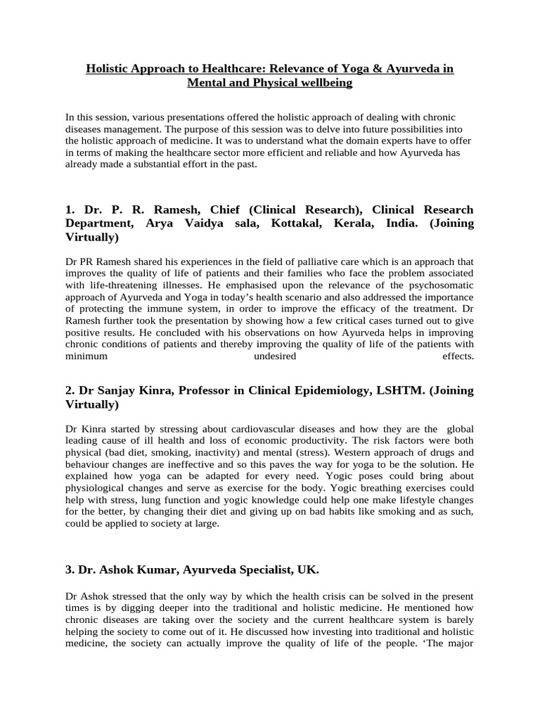 Yoga & Ayurveda for Holistic Health | PDF | Yoga | Chronic Condition