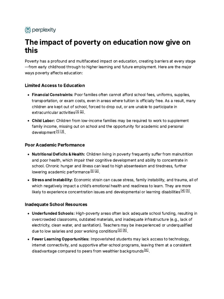 Impact of Poverty on Education | PDF | Poverty | Poverty & Homelessness