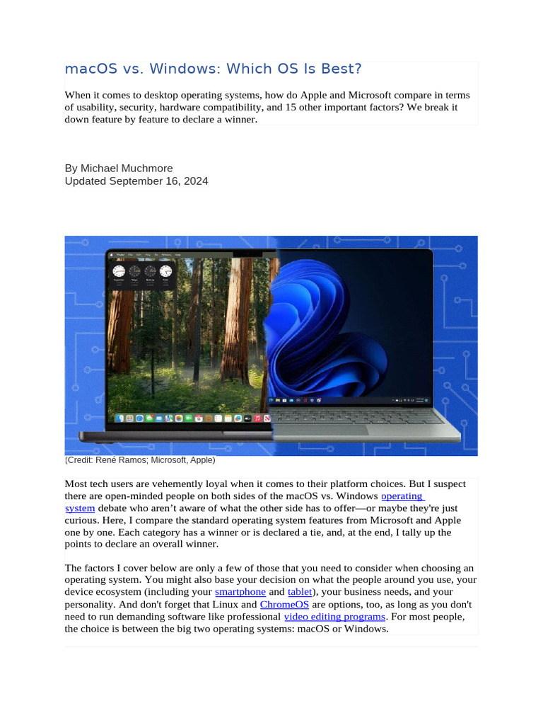 MacOS vs. Windows - Which OS Is Best | PDF | Mac Os | Window (Computing)