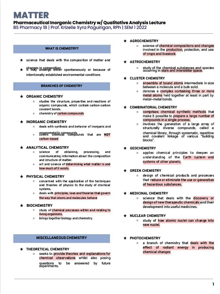 Inorganic Chemistry for Pharmacy 2022 | PDF | Chemistry | Chemical ...