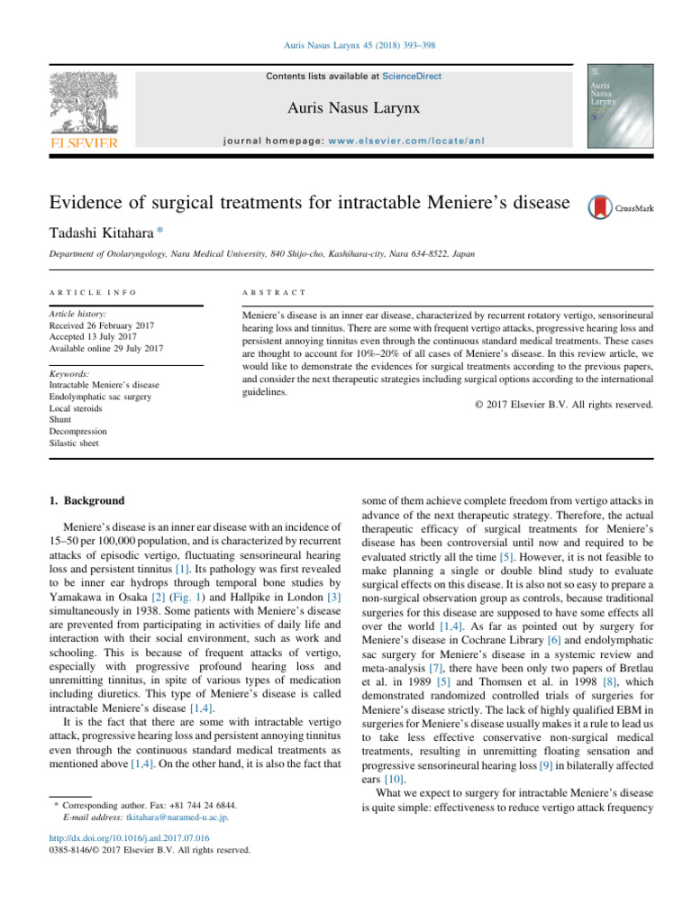 Surgical Options for Intractable Meniere's | PDF | Ménière's Disease ...