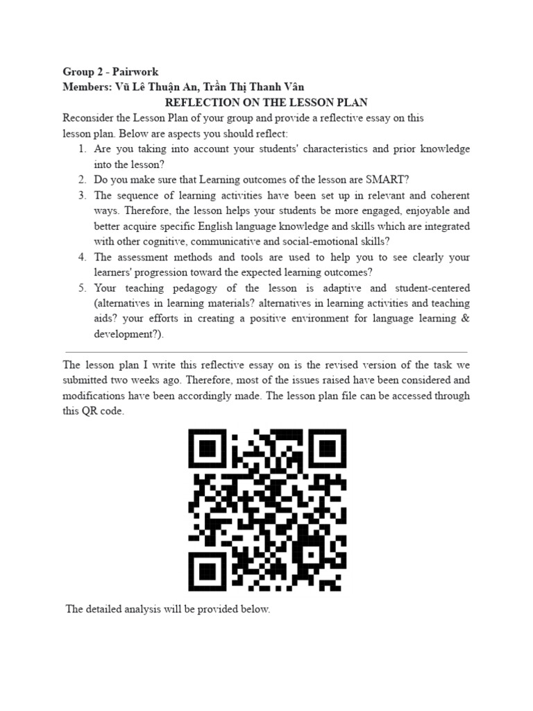 Reflective Essay on Lesson Plan Design | PDF | Learning | Lesson Plan