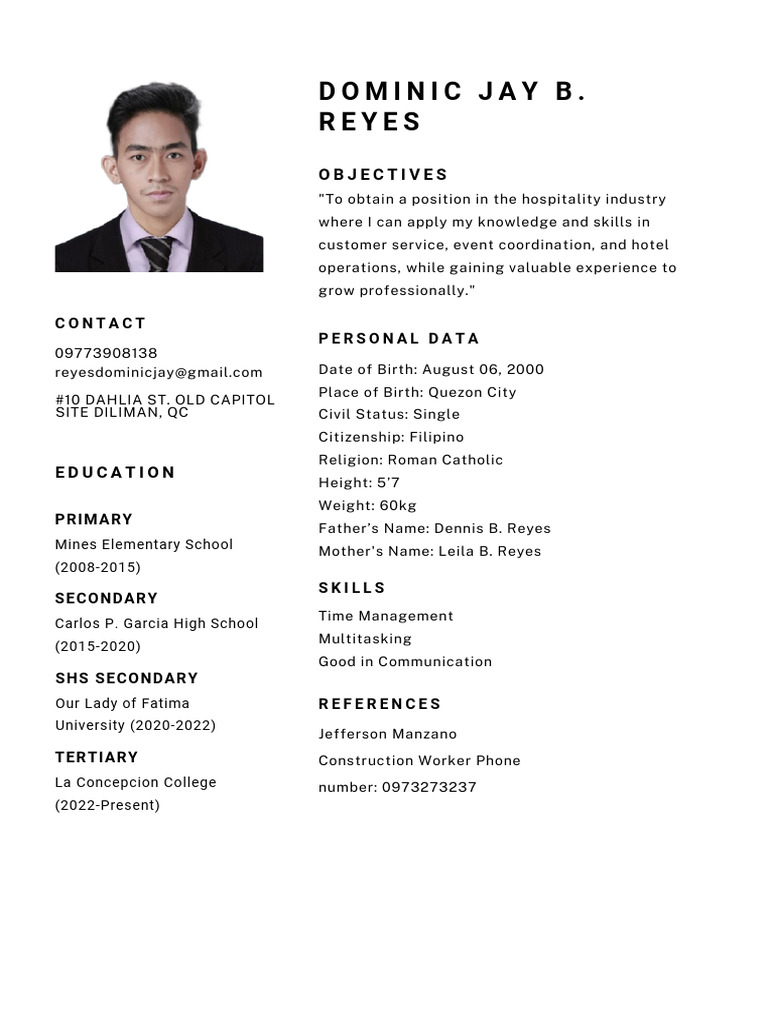 Jay B. Reyes: Profile Overview | PDF