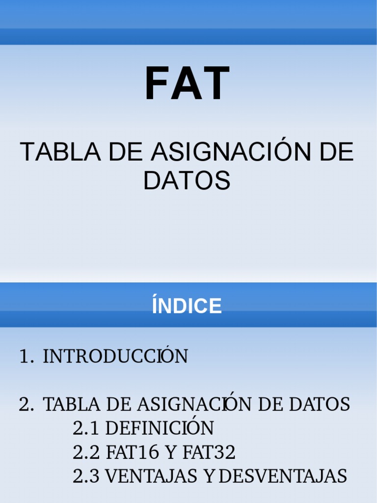 Tabla de Asignación de Datos (FAT) | PDF | Archivo de computadora ...