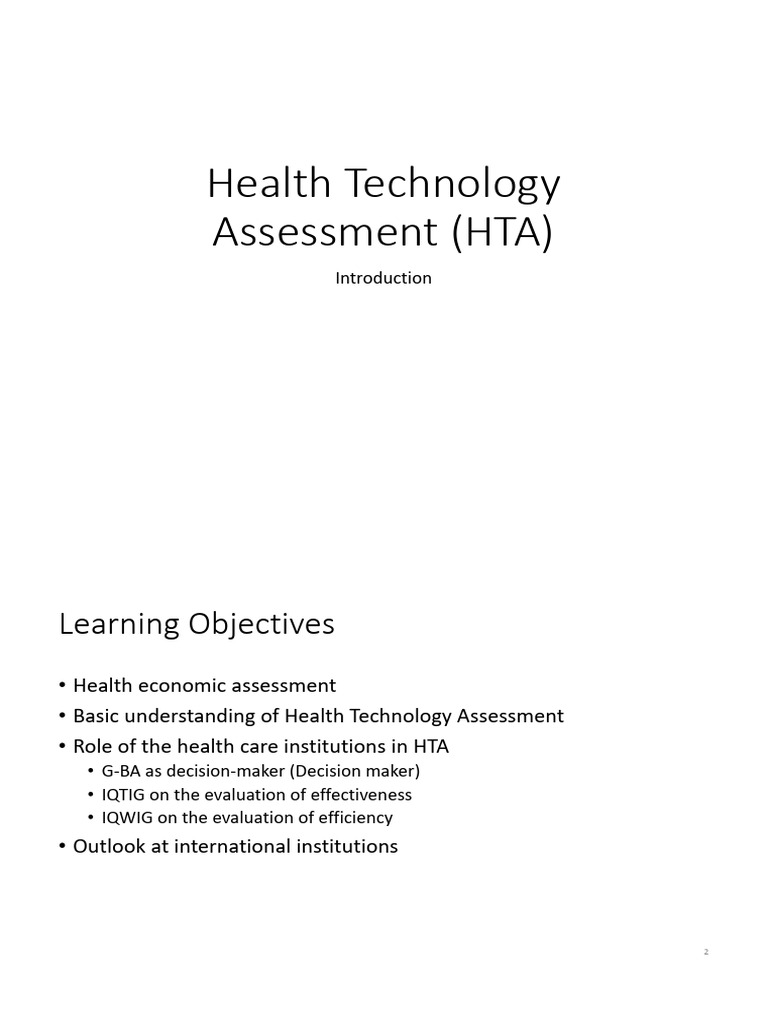Understanding Health Technology Assessment | PDF | Public Services ...
