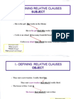 Defining and Non Defifining Relative Clauses