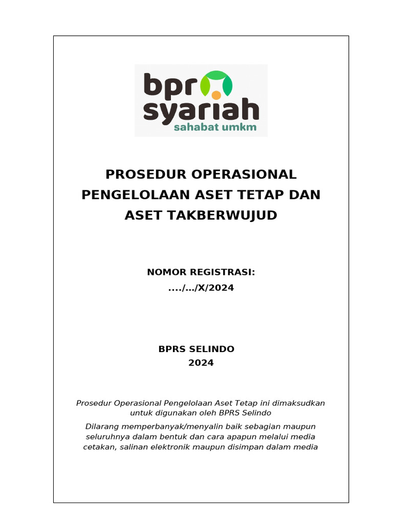 Prosedur Pengelolaan Aset BPRS Selindo | PDF