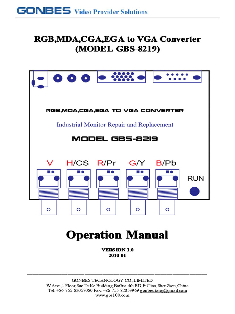 GBS-8219 Video Converter Manual | PDF | Electrical Engineering