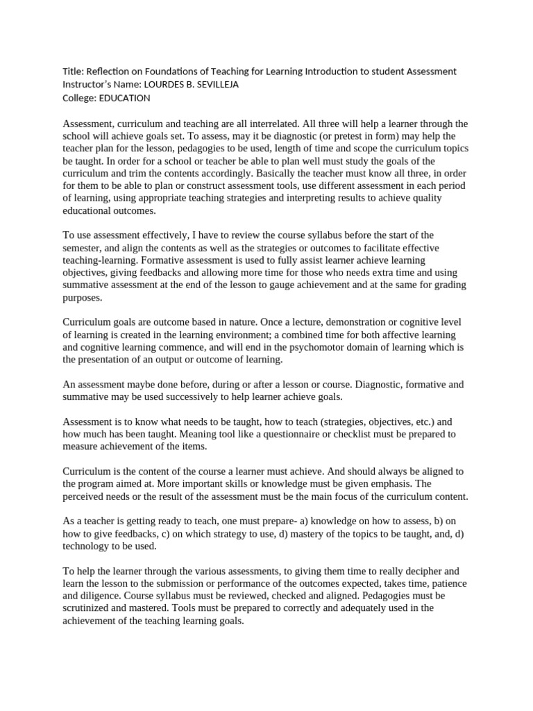 Effective Assessment Strategies in Education | PDF | Educational ...