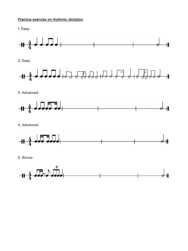 Practice Exercise On Rhythmic Dictation Pdf
