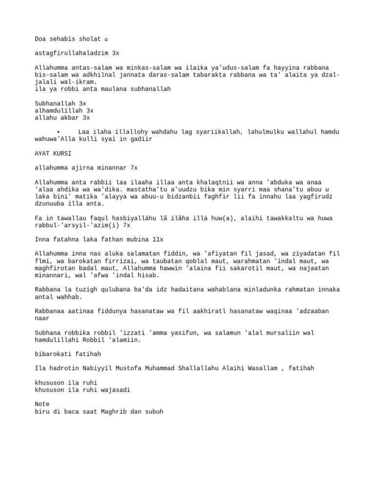 Doa Sehabis Sholat: Panduan Lengkap | PDF