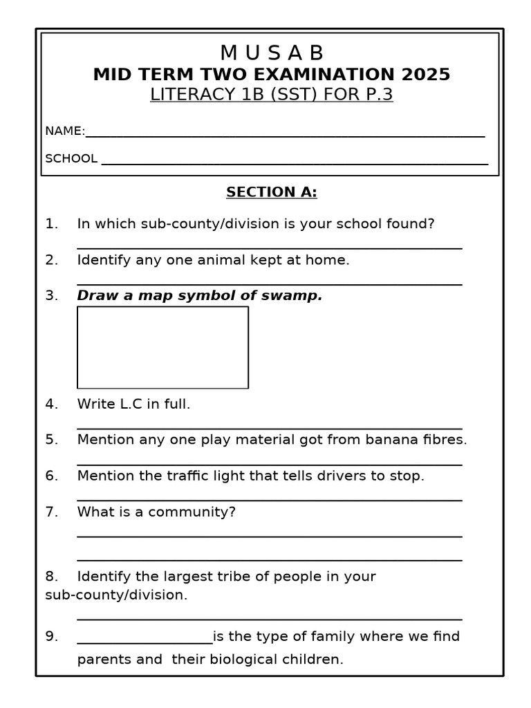 Musab Mid Term Two Exams 2025 (p.1 - p.3 All Subjects) | PDF | Baptism ...
