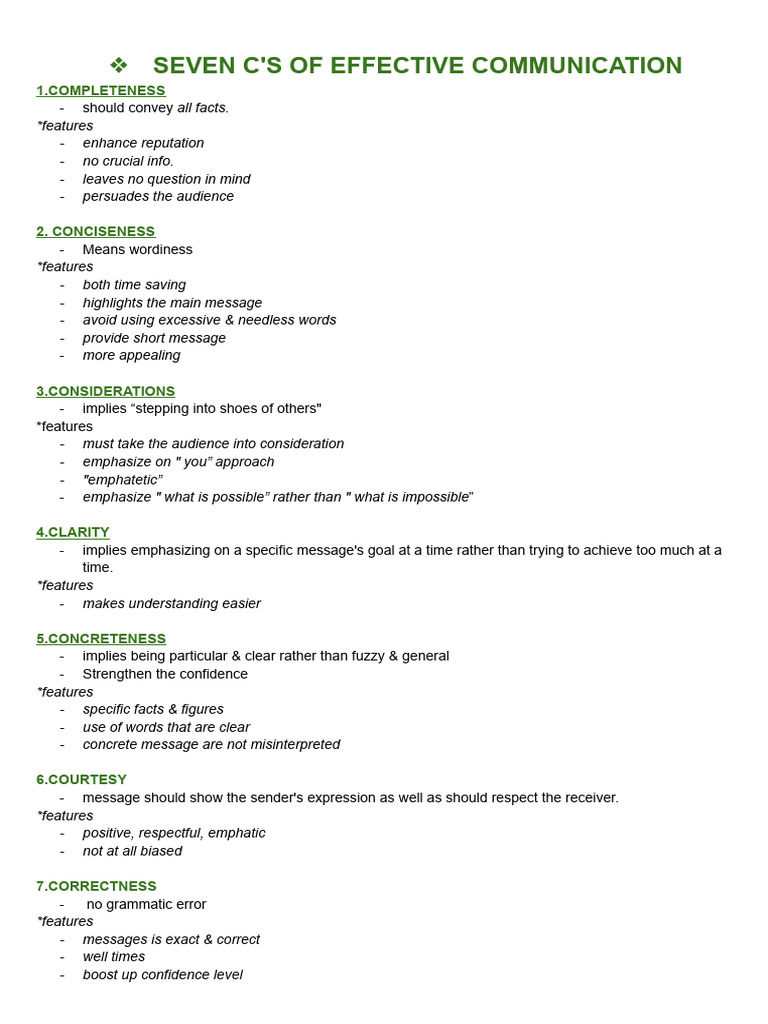 Seven C's of Effective Communication | PDF | Communication | Dialect