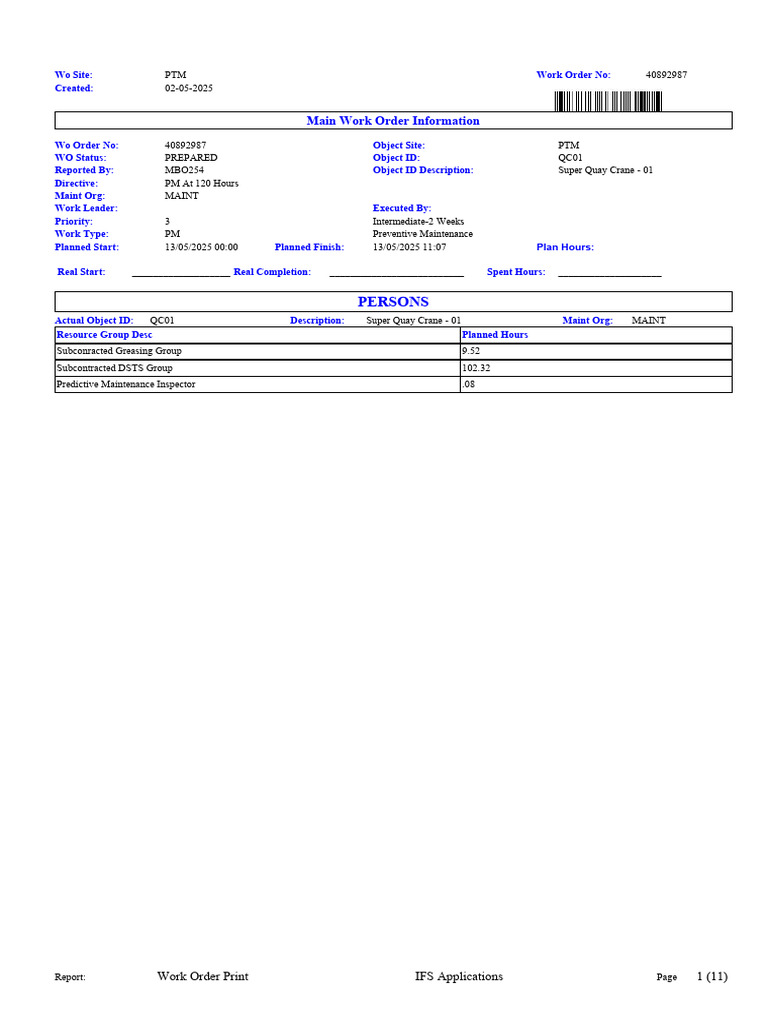 Work Order Print Rep 3096913 | PDF | Brake | Bearing (Mechanical)