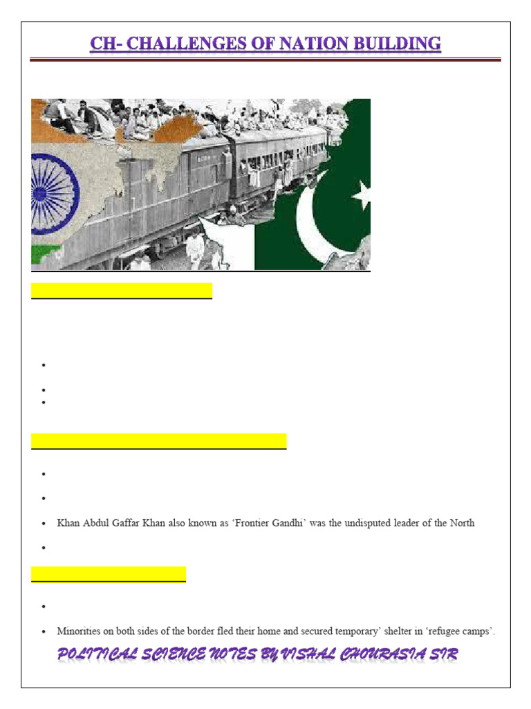 Challenges in Nation Building Post-1947 | PDF | Partition Of India ...