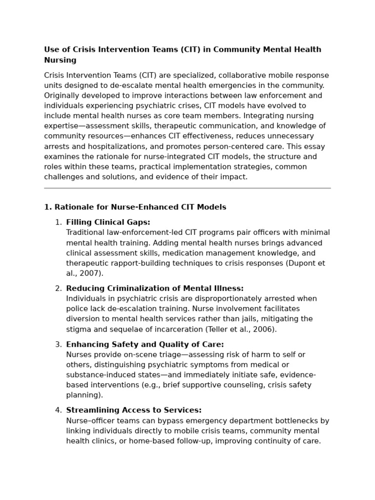 Nurse-Integrated Crisis Intervention Teams | PDF | Mental Health | Nursing