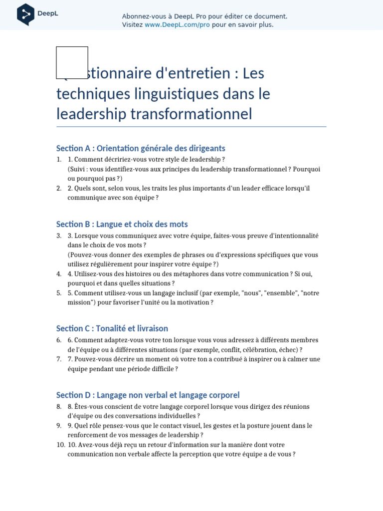 Techniques linguistiques en leadership | PDF | Communication non ...