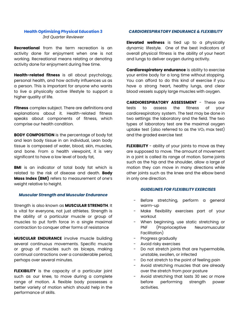 Health-Related Fitness Components Guide | PDF | Physical Fitness ...
