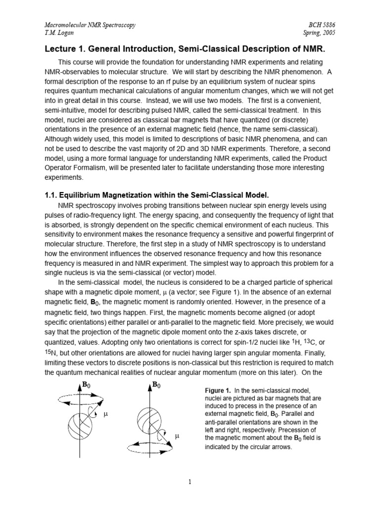 Introduction to Macromolecular NMR | PDF | Nuclear Magnetic Resonance ...