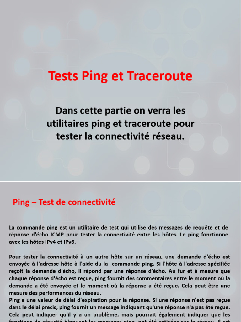 Tests de Ping et Traceroute en Réseau | PDF | Adresse IP | I Pv6