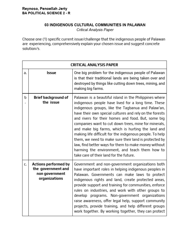 03 Critical Analysis Paper Reynoso 3 | PDF | Sustainability | Natural ...