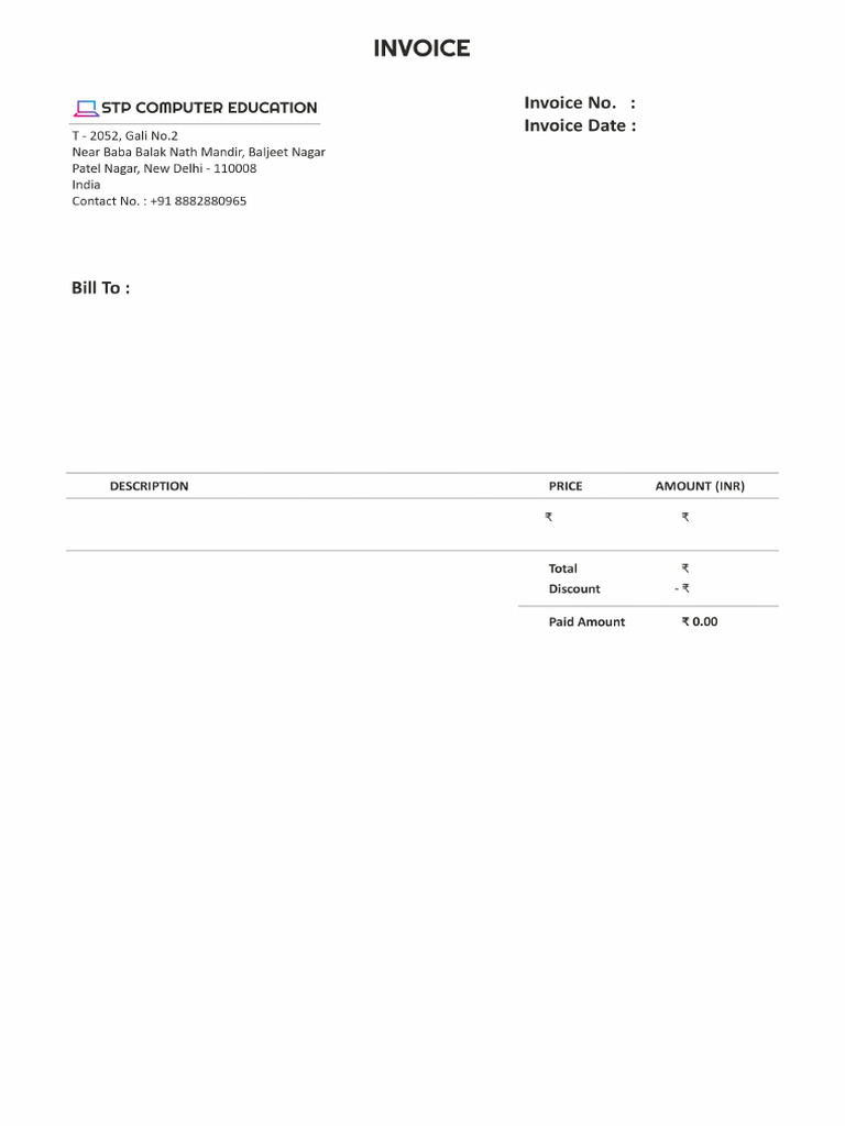 Corel Draw Course Invoice | PDF