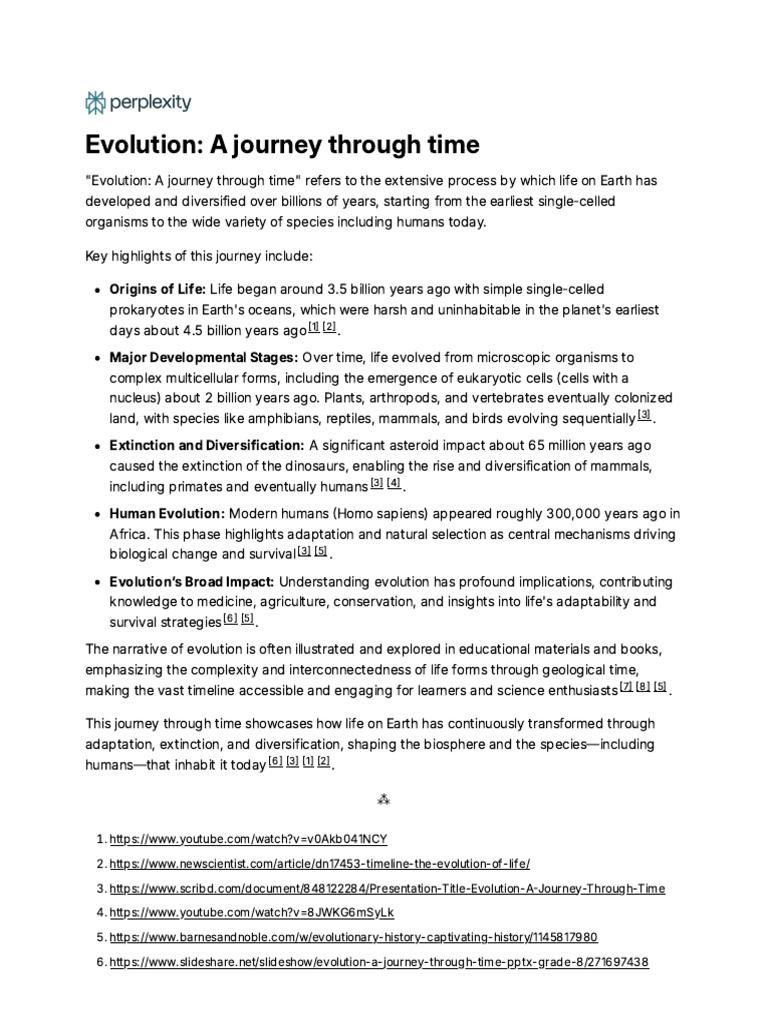 Evolution: Life's Journey Through Time | PDF | Evolution | Biodiversity