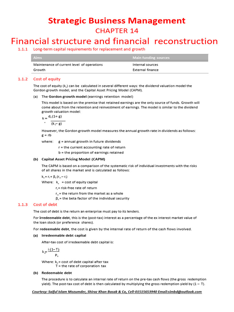 SBM Study Manual-Chapter-14 Financial Structure and Financial ...