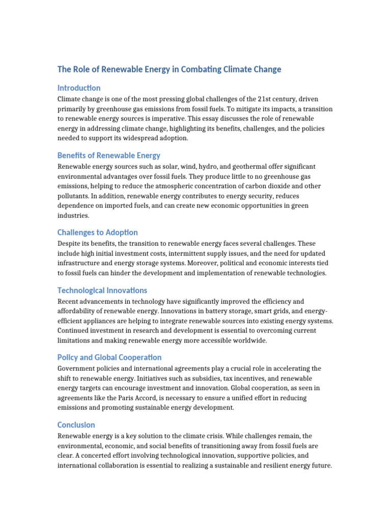 Renewable Energy and Climate Change | PDF | Renewable Energy | Climate ...