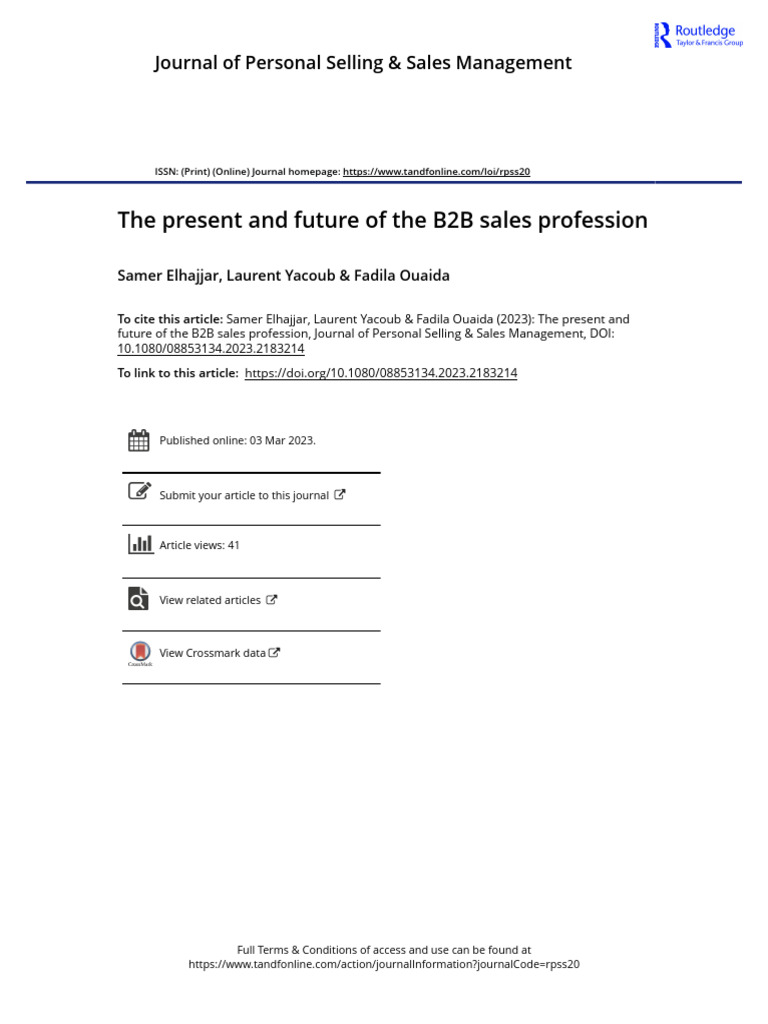 Future of B2B Sales Profession Insights | PDF | Sales | Customer ...