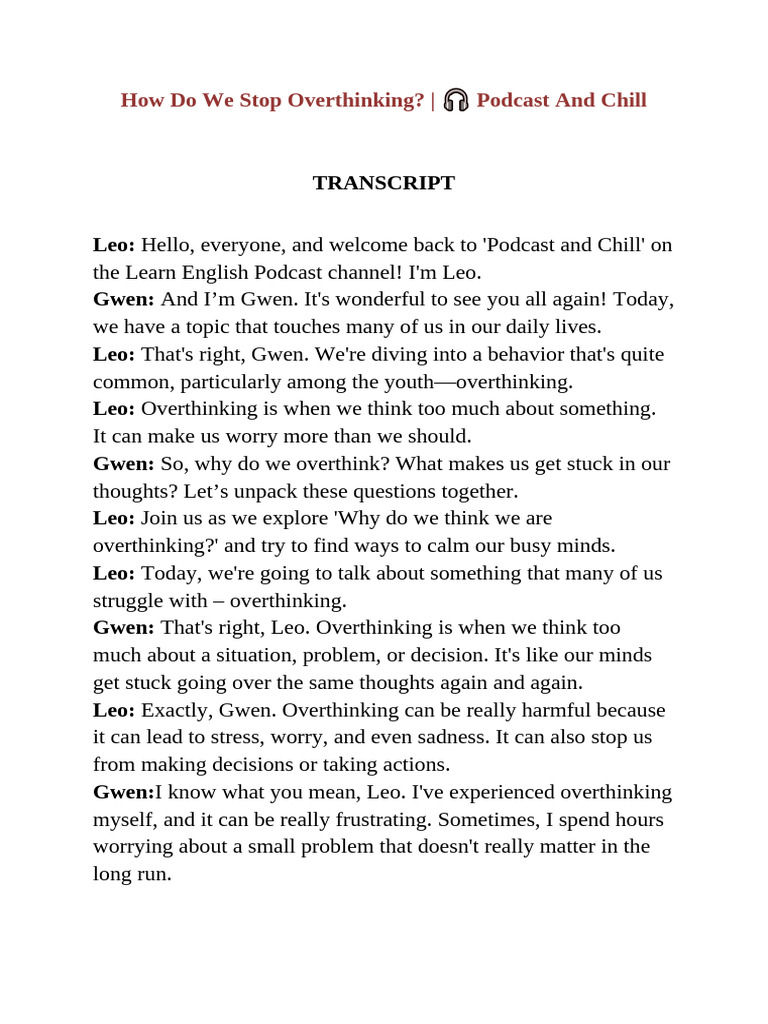 Overcoming Overthinking Strategies | PDF | Mindfulness | Thought