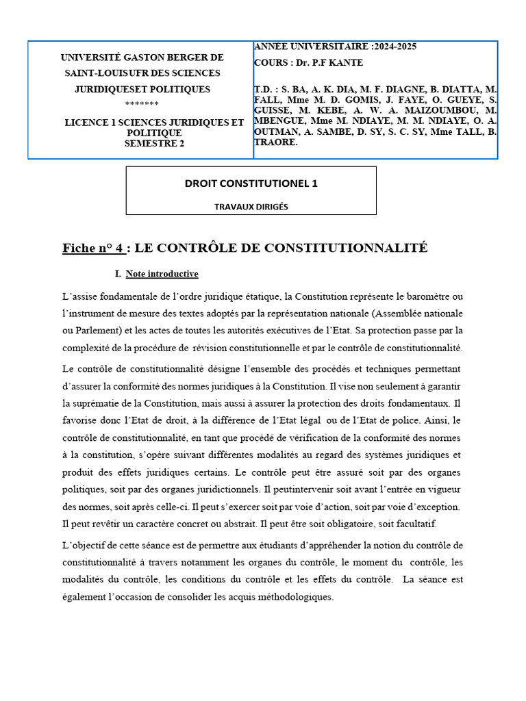 Contrôle de constitutionnalité au Sénégal | PDF | Loi | Constitution
