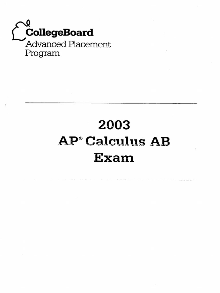 2003 AP Calculus AB Exam | PDF
