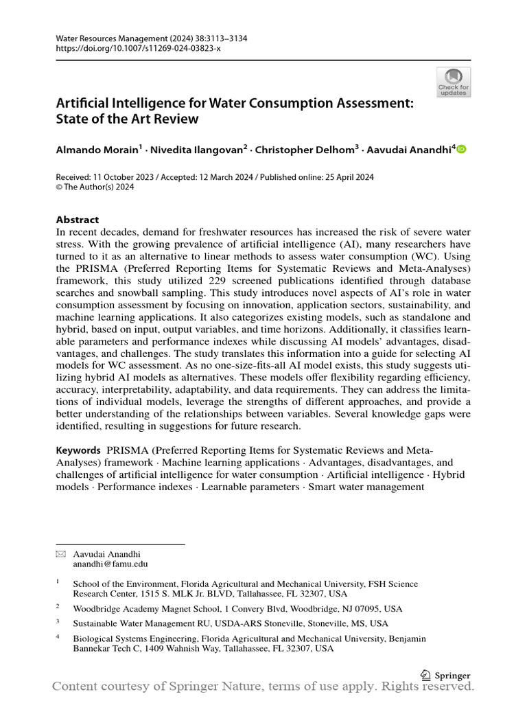 Artificial Intelligence For Water Consumption Asse | PDF | Support ...