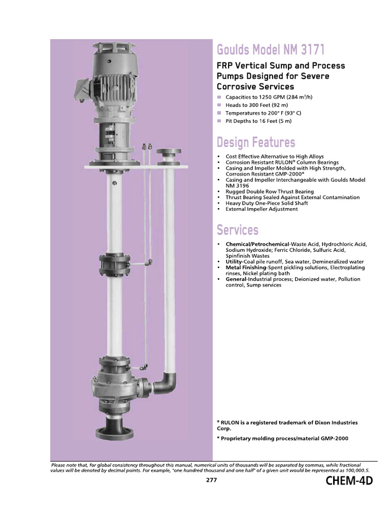 1 - Goulds NM 3171 - Vertical Sump Pump For Corrosive Services | PDF