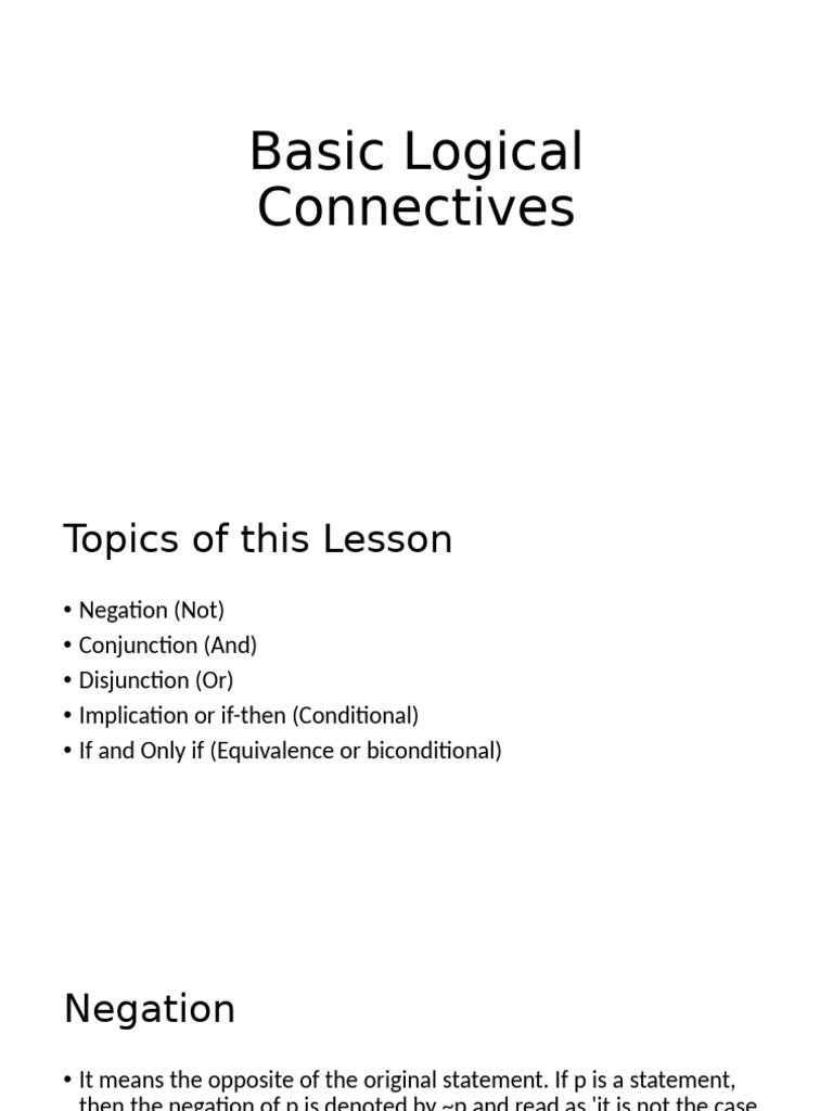 Basic Logical Connectives Explained | PDF | If And Only If | Semantics