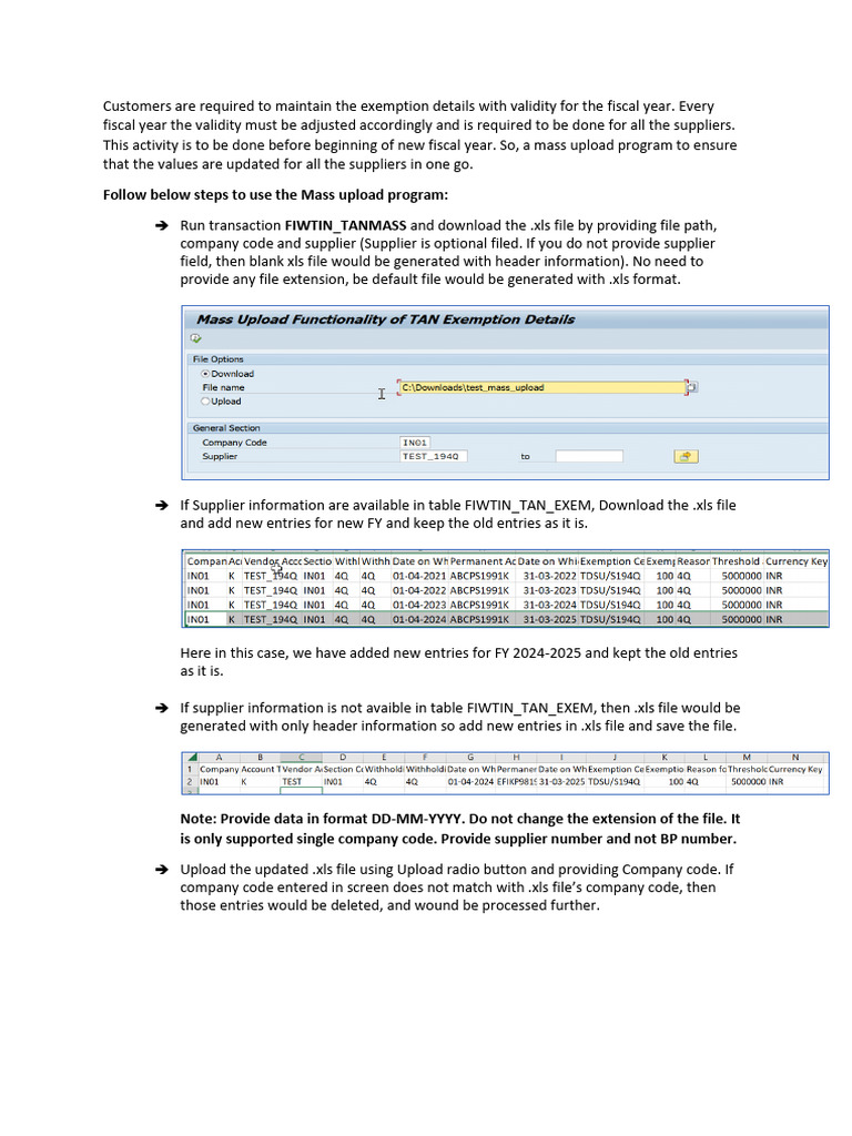 Mass Upload Program for Supplier Exemptions | PDF