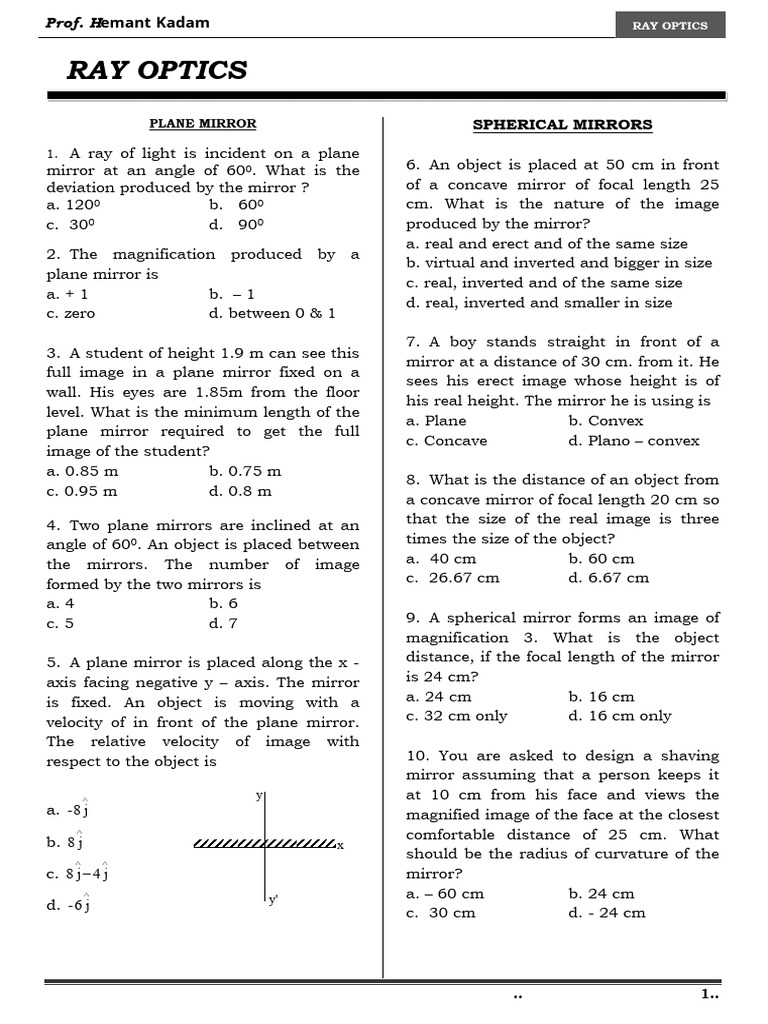 Ray Optics: Lens and Mirror Concepts | PDF | Mirror | Refraction
