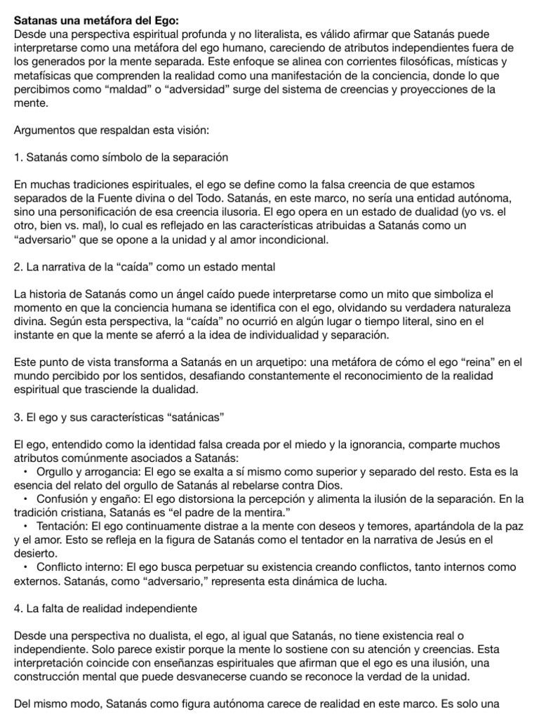 Satanás: Metáfora del Ego Humano | PDF | Satán | Mal