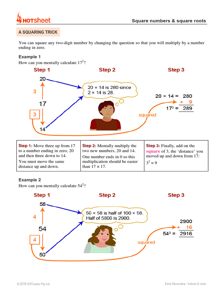 Mental Tricks for Squaring Numbers | PDF