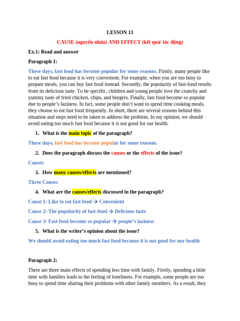 Lesson 13 - Writing Causes Effects | PDF | Climate Change | Deforestation