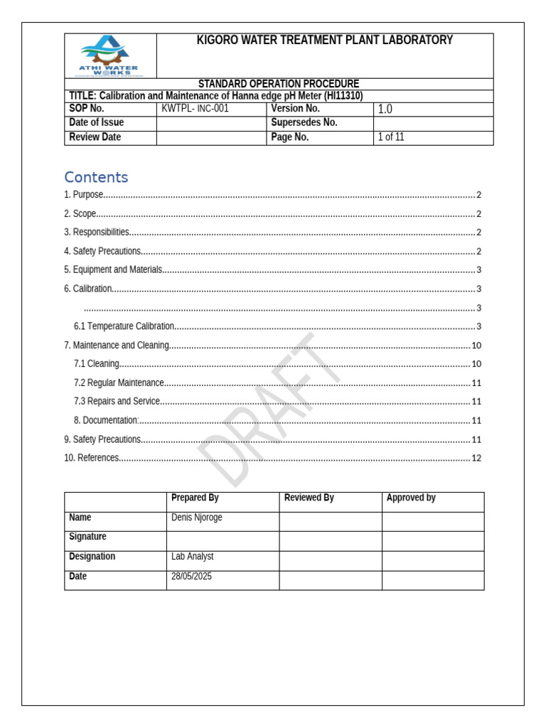 pH Meter Calibration SOP for Laboratories | PDF | Calibration | Corrosion
