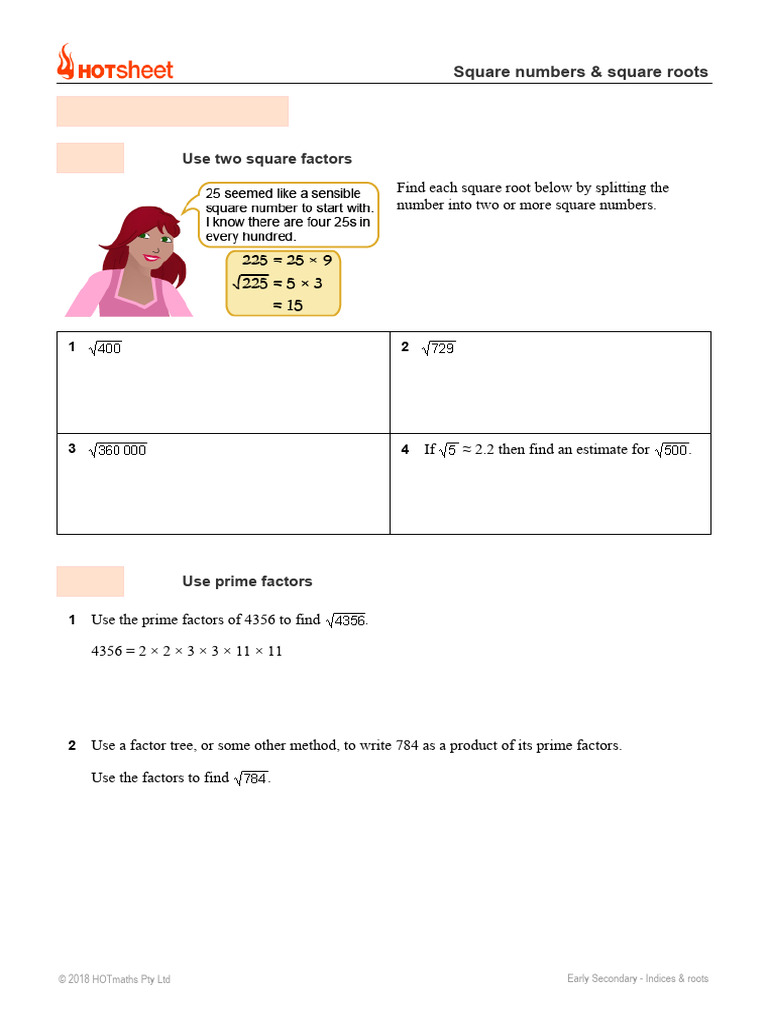 Square Roots: Factors & Methods | PDF